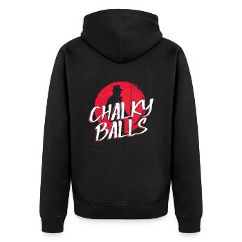 Chalky Balls - Lustig Billard - Unisex Premium Bio Zip Hoodie - Schwarz - Hinten - Nico (187cm)