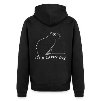Capybara Capybaras - Unisex Premium Bio Zip Hoodie - Schwarz - Hinten - Nico (187cm)