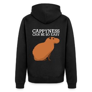 Capybara Happiness Capybaras - Unisex Premium Bio Zip Hoodie - Schwarz - Hinten - Nico (187cm)