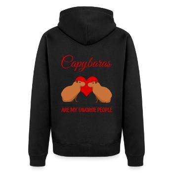 Capybaras Capybara - Unisex Premium Bio Zip Hoodie - Schwarz - Hinten - Nico (187cm)