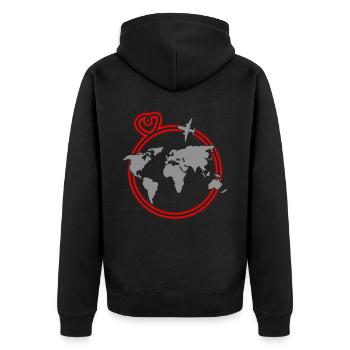 World Map World Tour World Maps - Unisex Premium Organic Zip Hoodie - black - Back - Nico (187cm)