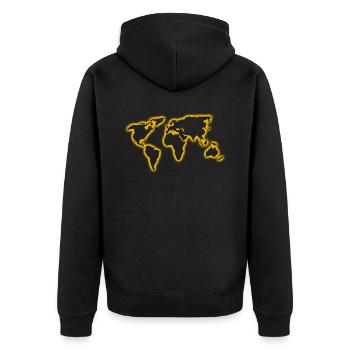 world maps shining earth world map - Unisex Premium Organic Zip Hoodie - black - Back - Nico (187cm)