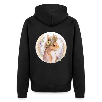 Floral Écureuil Couronne Fleur Aquarelle Animal Lov - Veste à capuche bio Premium Unisexe - noir - Dos - Nico (187cm)