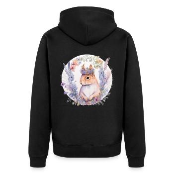 Cute Squirrel Flower Crown Animal Lovers - Unisex Premium Bio Zip Hoodie - Schwarz - Hinten - Nico (187cm)