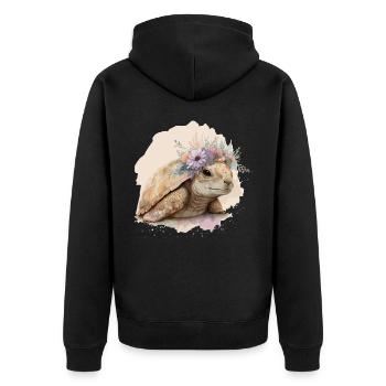 Mignon aquarelle tortue tortue fleur couronne anima - Veste à capuche bio Premium Unisexe - noir - Dos - Nico (187cm)
