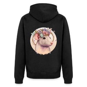 Mignon Pet Rat Mouse Flower Crown Floral Boho Aesthe - Veste à capuche bio Premium Unisexe - noir - Dos - Nico (187cm)
