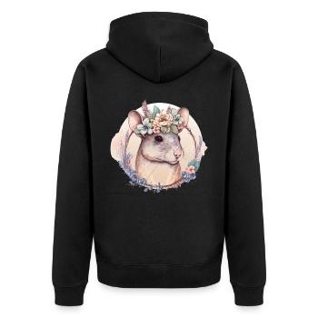 Mignon Pet Mouse Fleur Couronne Floral Boho Animal Lov - Veste à capuche bio Premium Unisexe - noir - Dos - Nico (187cm)