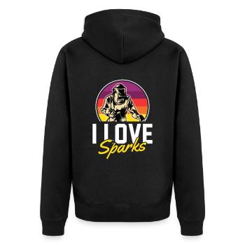 Welders, fitters, sparks - Unisex Premium Organic Zip Hoodie - black - Back - Nico (187cm)