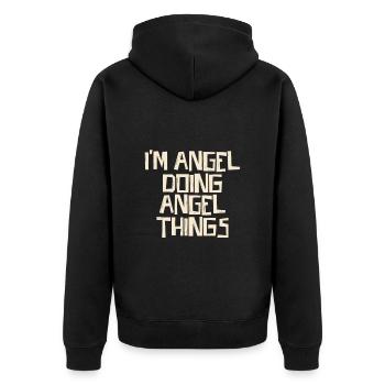 Je suis Angel en train de faire des choses d’Angel - Veste à capuche bio Premium Unisexe - noir - Dos - Nico (187cm)