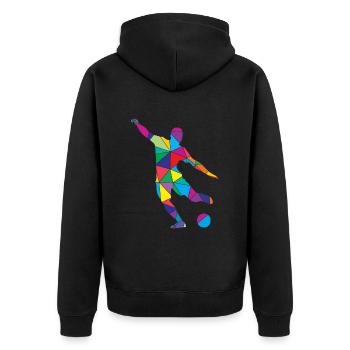 Low Poly Torwart Polygon Fußball - Unisex Premium Bio Zip Hoodie - Schwarz - Hinten - Nico (187cm)