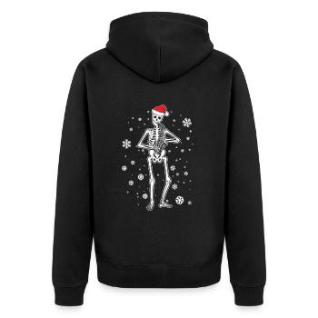 Saxophon Skelett mit Weihnachtsmütze Saxophonist - Unisex Premium Bio Zip Hoodie - Schwarz - Hinten - Nico (187cm)