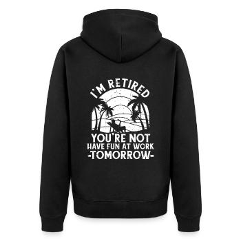 Rentner Rente Witzig - Unisex Premium Bio Zip Hoodie - Schwarz - Hinten - Nico (187cm)