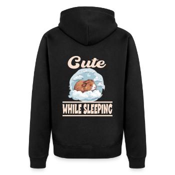 Niedliches Meerschweinchen Schläft Schlafen - Unisex Premium Bio Zip Hoodie - Schwarz - Hinten - Nico (187cm)