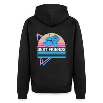 Narwal Retro - Unisex Premium Bio Zip Hoodie - Schwarz - Hinten - Nico (187cm)