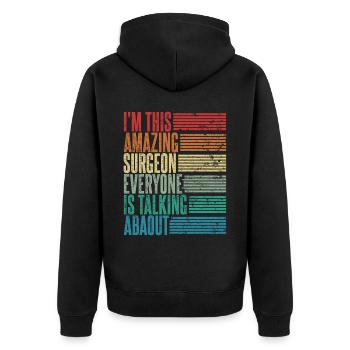 Vintage Chirurg Chirurgin Geschenk Retro - Unisex Premium Bio Zip Hoodie - Schwarz - Hinten - Nico (187cm)