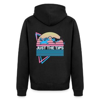 Narwal Retro - Unisex Premium Bio Zip Hoodie - Schwarz - Hinten - Nico (187cm)