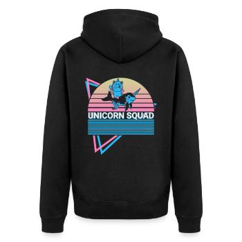 Narwal Retro - Unisex Premium Bio Zip Hoodie - Schwarz - Hinten - Nico (187cm)