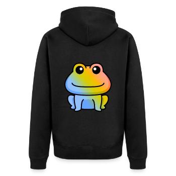 Frog Comic Animal - Unisex Premium Organic Zip Hoodie - black - Back - Nico (187cm)