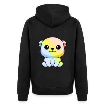 Eisbär Comic Tier - Unisex Premium Bio Zip Hoodie - Schwarz - Hinten - Nico (187cm)