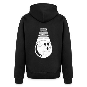Hakende Kugeln - Lustiges Bowling - Unisex Premium Bio Zip Hoodie - Schwarz - Hinten - Nico (187cm)