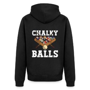 Chalky Balls - Lustige Billardkugeln - Unisex Premium Bio Zip Hoodie - Schwarz - Hinten - Nico (187cm)