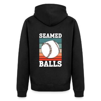 Gesäumte Bälle - Lustiger Baseball - Unisex Premium Bio Zip Hoodie - Schwarz - Hinten - Nico (187cm)