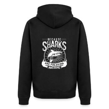 Shark Saying Men Women Shark Ocean Sharks Summer - Unisex Premium Organic Zip Hoodie - black - Back - Nico (187cm)