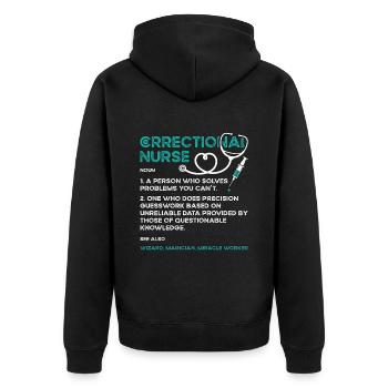 Correctional Nurse A Person Who Solves Thin Silver - Unisex Premium Bio Zip Hoodie - Schwarz - Hinten - Nico (187cm)