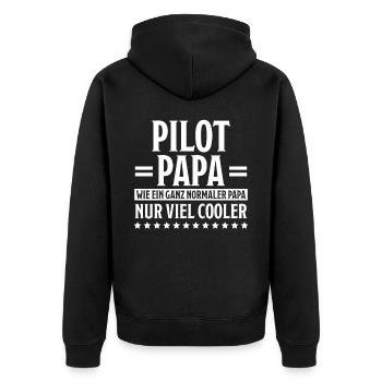Pilot Spruch Flug Flugsport Witz Piloten Geschenk - Unisex Premium Bio Zip Hoodie - Schwarz - Hinten - Nico (187cm)
