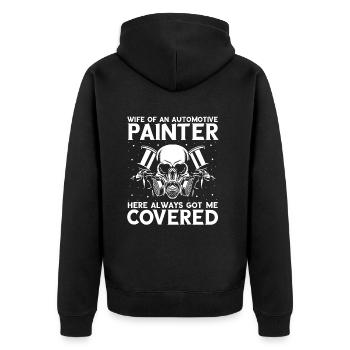 Car painter offer for coachbuilders - Unisex Premium Organic Zip Hoodie - black - Back - Nico (187cm)