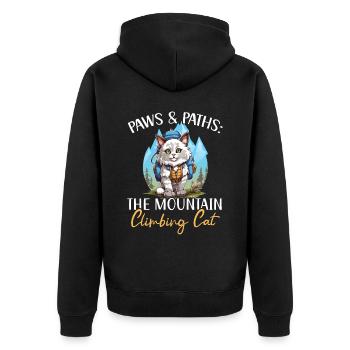 Hiking Cat Hiker Cat Owner Mountain Climbing Hiker - Unisex Premium Organic Zip Hoodie - black - Back - Nico (187cm)