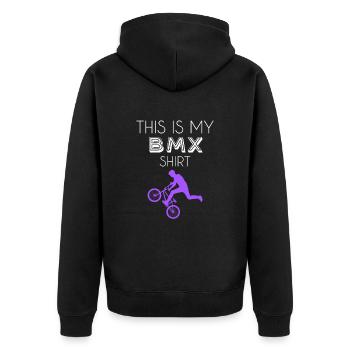 BMX Shirt - Unisex Premium Organic Zip Hoodie - black - Back - Nico (187cm)