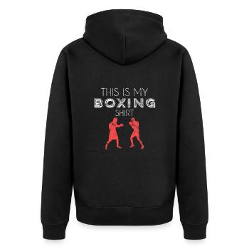 Boxen Shirt - Unisex Premium Bio Zip Hoodie - Schwarz - Hinten - Nico (187cm)