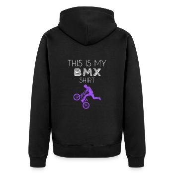 BMX Shirt - Unisex Premium Organic Zip Hoodie - black - Back - Nico (187cm)