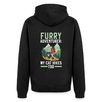 Hiking Cat Hiker Cat Owner Mountain Climbing Hiker - Unisex Premium Organic Zip Hoodie - black - Back - Nico (187cm)
