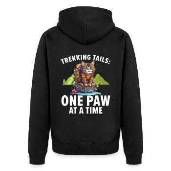 Hiking Cat Hiker Cat Owner Mountain Climbing Hiker - Unisex Premium Organic Zip Hoodie - black - Back - Nico (187cm)