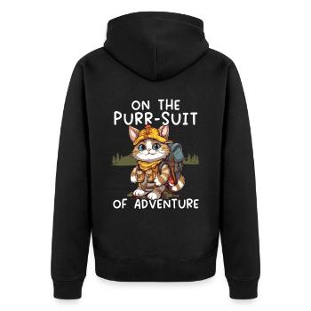 Hiking Cat Hiker Cat Owner Mountain Climbing Hiker - Unisex Premium Organic Zip Hoodie - black - Back - Nico (187cm)