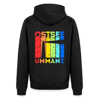 Ummanz Insel Ostsee Leuchtturm Urlaub Idee - Unisex Premium Bio Zip Hoodie - Schwarz - Hinten - Nico (187cm)