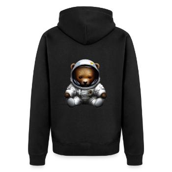Bear in astronaut costume - Unisex Premium Organic Zip Hoodie - black - Back - Nico (187cm)