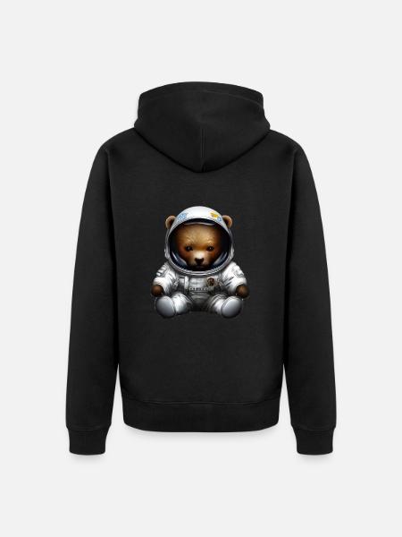 Bear in astronaut costume - Unisex Premium Organic Zip Hoodie - black