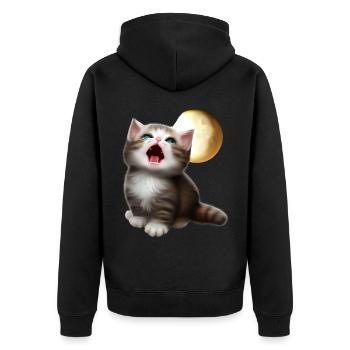 Chat miaulant vers la lune - Veste à capuche bio Premium Unisexe - noir - Dos - Nico (187cm)