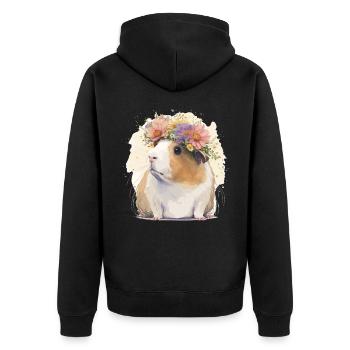 Aquarelle Cochon d’Inde Fleur Couronne Floral Boho Aes - Veste à capuche bio Premium Unisexe - noir - Dos - Nico (187cm)