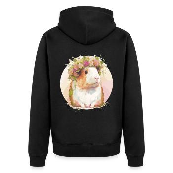 Mignon Cochon d’Inde Fleur Couronne Floral Pet Rongeur Lov - Veste à capuche bio Premium Unisexe - noir - Dos - Nico (187cm)