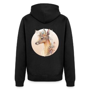 Australian Kangaroo Flower Crown Watercolor Animal - Unisex Premium Bio Zip Hoodie - Schwarz - Hinten - Nico (187cm)