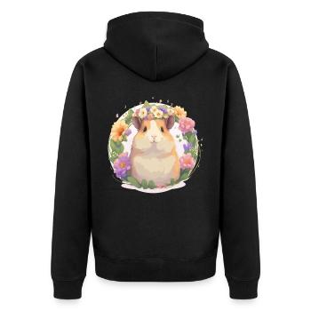 Cute Watercolor Hamster Flower Crown Floral Pet Ro - Unisex Premium Organic Zip Hoodie - black - Back - Nico (187cm)