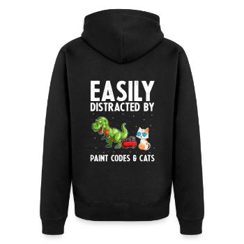 Autolackierer Angebot für Karosserietechniker - Unisex Premium Bio Zip Hoodie - Schwarz - Hinten - Nico (187cm)