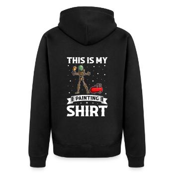 Autolackierer Angebot für Karosserietechniker - Unisex Premium Bio Zip Hoodie - Schwarz - Hinten - Nico (187cm)