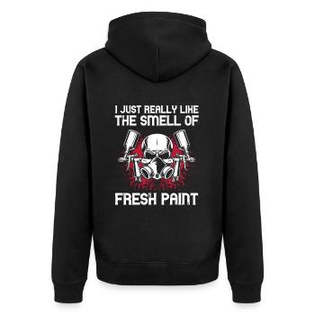 Kfz-Lackierer Angebot für Autolackierer - Unisex Premium Bio Zip Hoodie - Schwarz - Hinten - Nico (187cm)