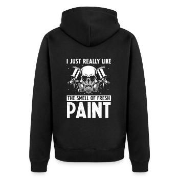 Autolackierer Angebot für Karosserietechniker - Unisex Premium Bio Zip Hoodie - Schwarz - Hinten - Nico (187cm)
