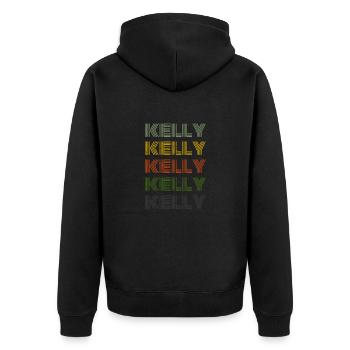 70s Retro Name Vintage Personalized Kelly - Unisex Premium Organic Zip Hoodie - black - Back - Nico (187cm)